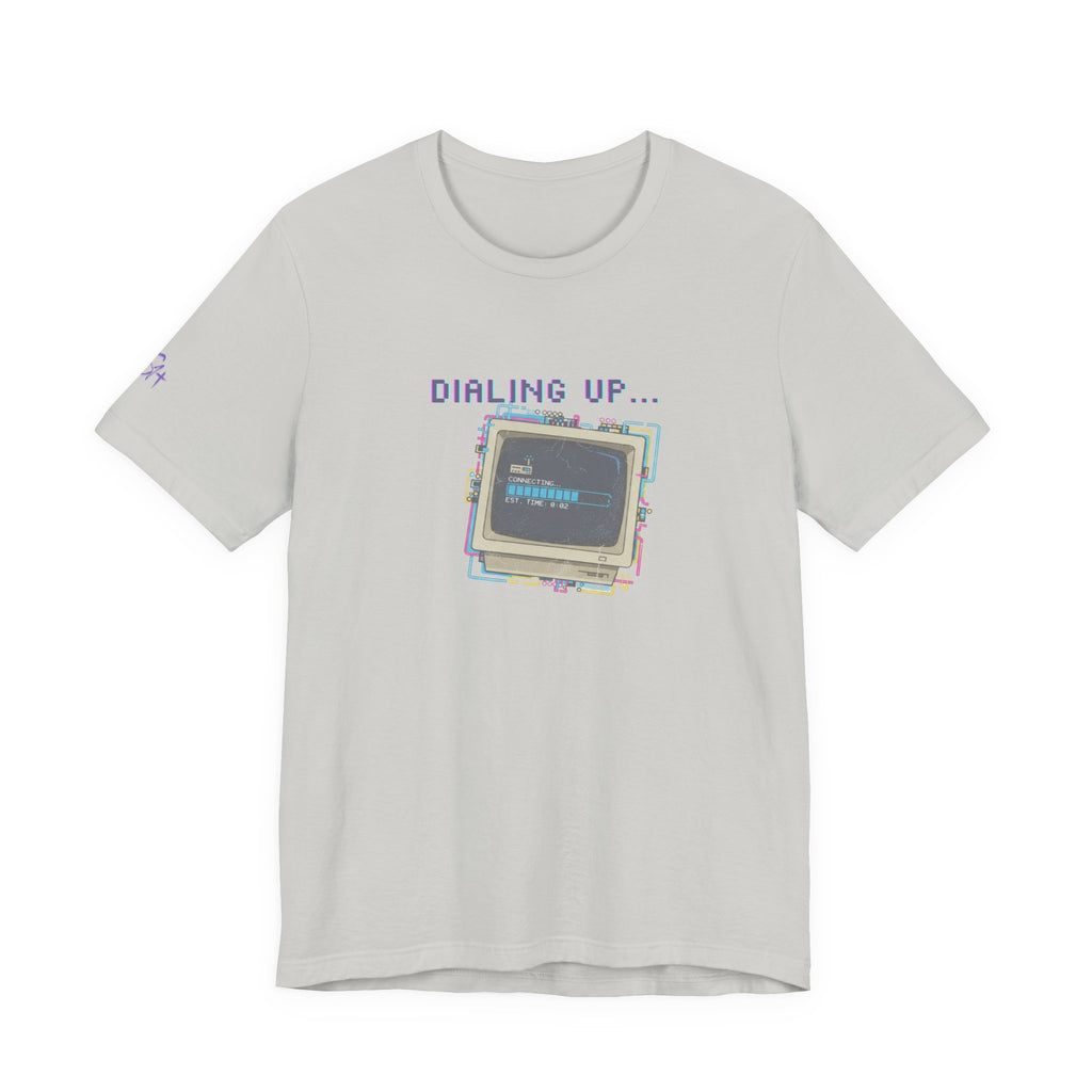 "Dialing Up..." Retro Computer T-Shirt | 90s PC Nostalgia Tee | Glitch Art Aesthetic Shirt | Branded s1+ Sleeve Logo