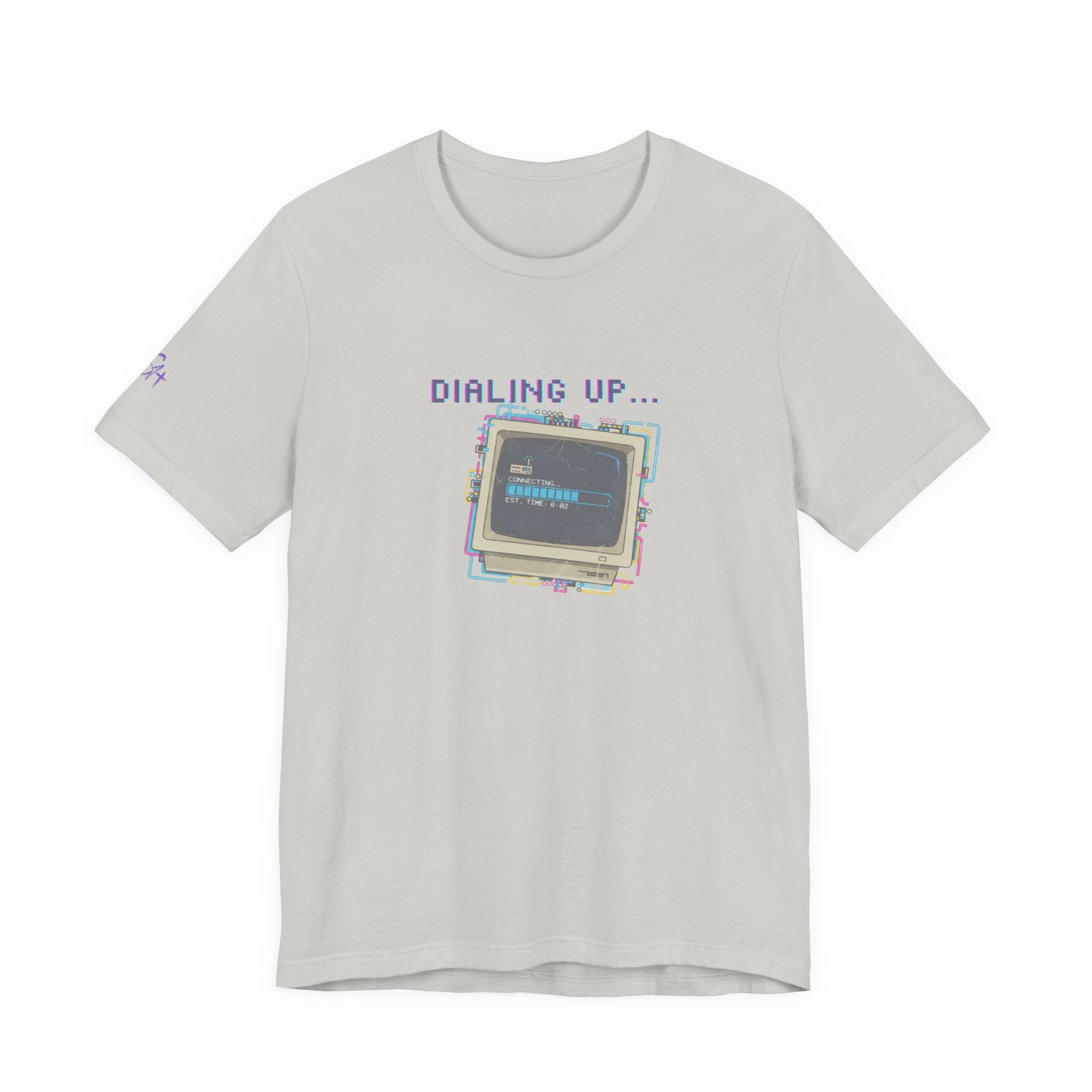"Dialing Up..." Retro Computer T-Shirt | 90s PC Nostalgia Tee | Glitch Art Aesthetic Shirt | Branded s1+ Sleeve Logo