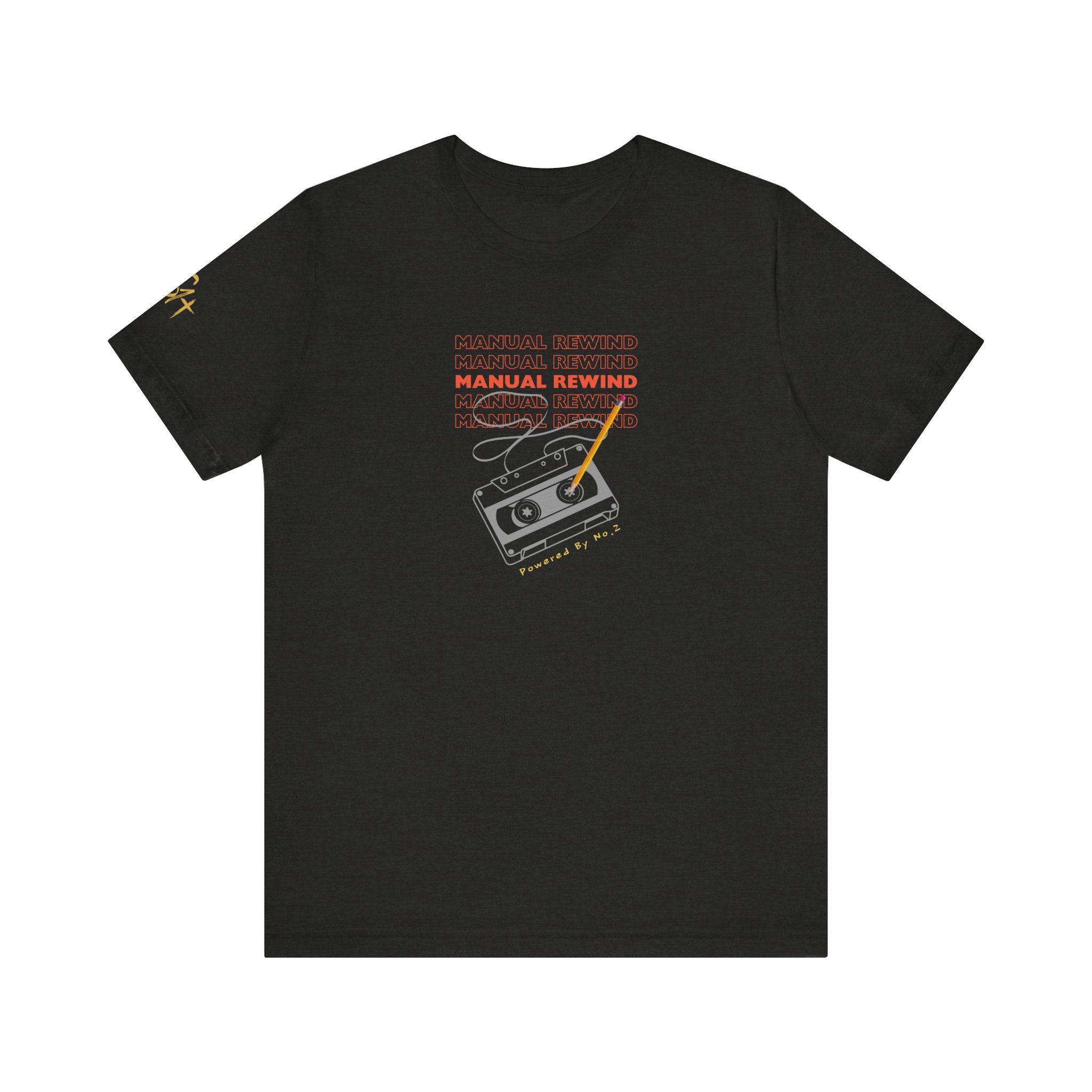 Manual Rewind T-Shirt | Cassette Tape & Pencil Nostalgia Tee | Powered By No. 2 | Bella Canvas 3001 | Season1+