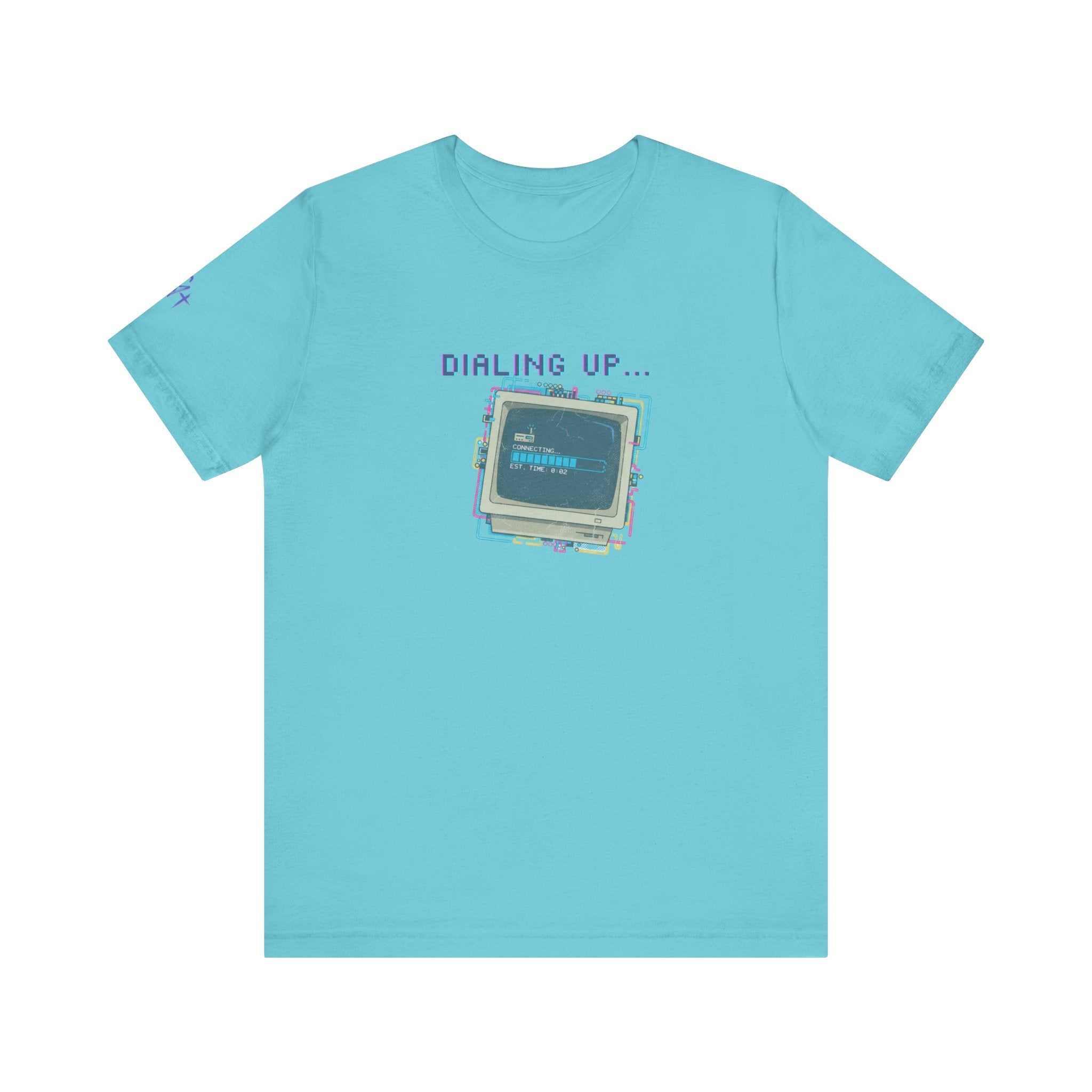 "Dialing Up..." Retro Computer T-Shirt | 90s PC Nostalgia Tee | Glitch Art Aesthetic Shirt | Branded s1+ Sleeve Logo