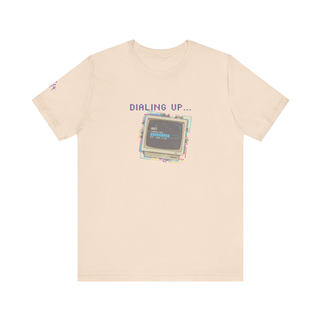 "Dialing Up..." Retro Computer T-Shirt | 90s PC Nostalgia Tee | Glitch Art Aesthetic Shirt | Branded s1+ Sleeve Logo