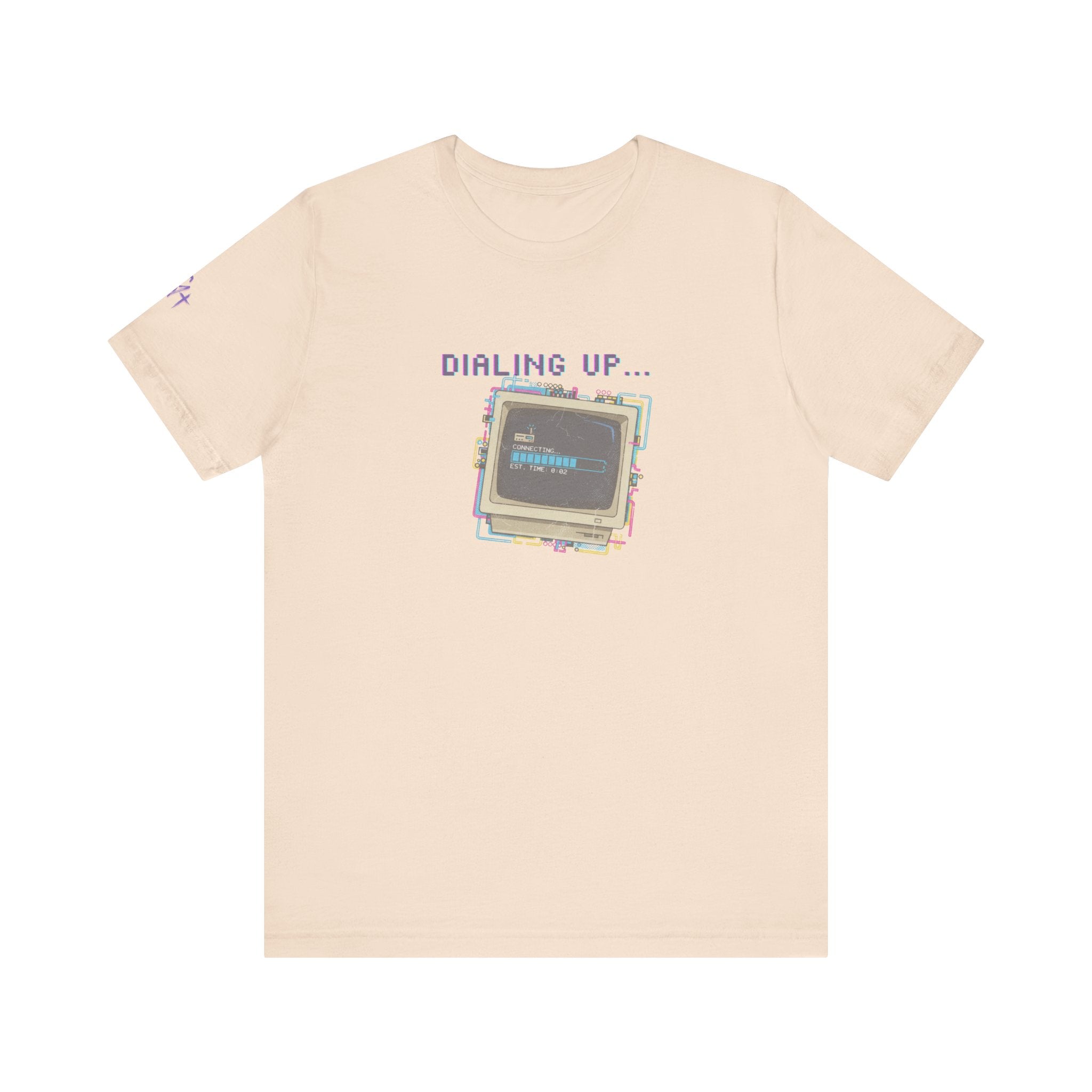 "Dialing Up..." Retro Computer T-Shirt | 90s PC Nostalgia Tee | Glitch Art Aesthetic Shirt | Branded s1+ Sleeve Logo
