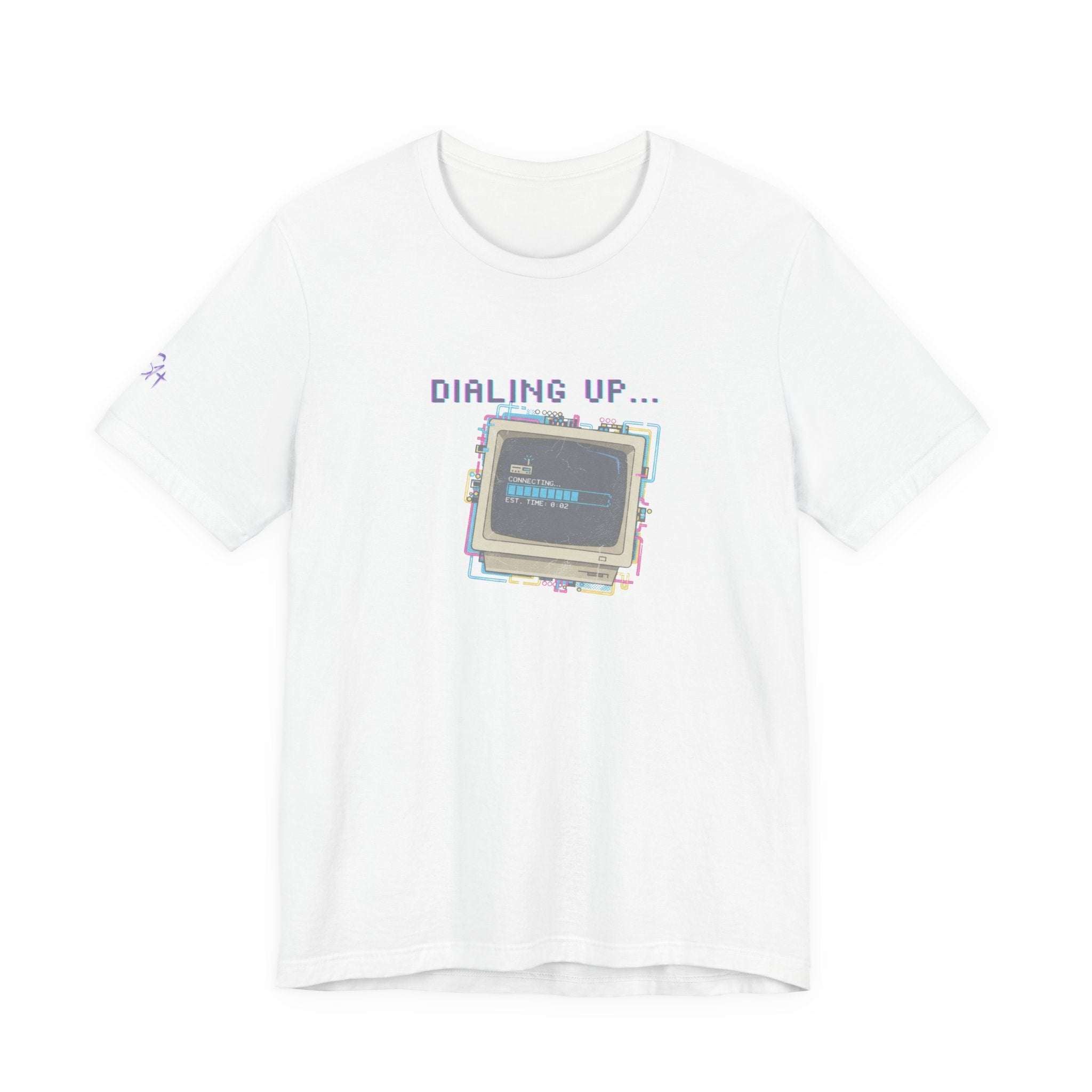 "Dialing Up..." Retro Computer T-Shirt | 90s PC Nostalgia Tee | Glitch Art Aesthetic Shirt | Branded s1+ Sleeve Logo