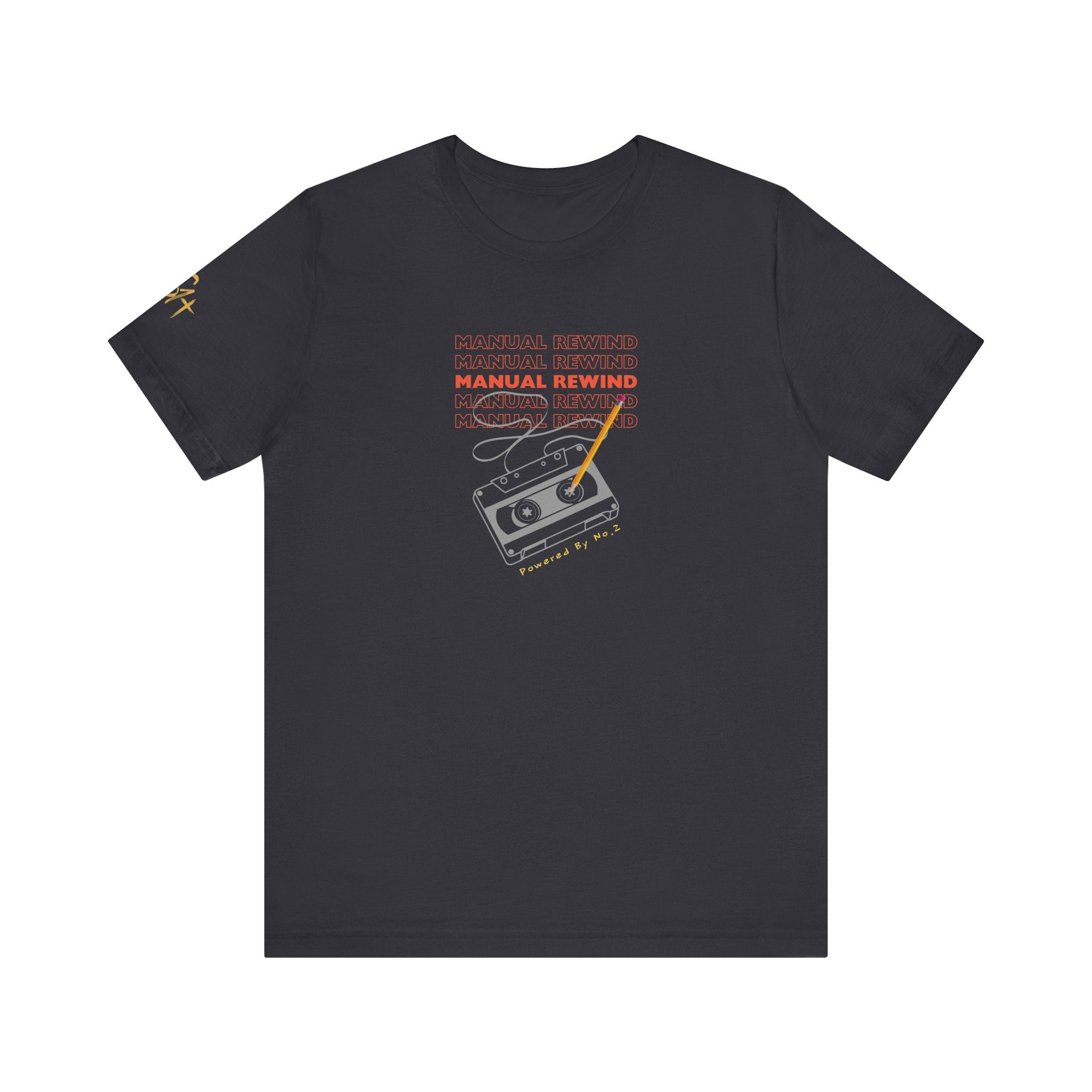 Manual Rewind T-Shirt | Cassette Tape & Pencil Nostalgia Tee | Powered By No. 2 | Bella Canvas 3001 | Season1+