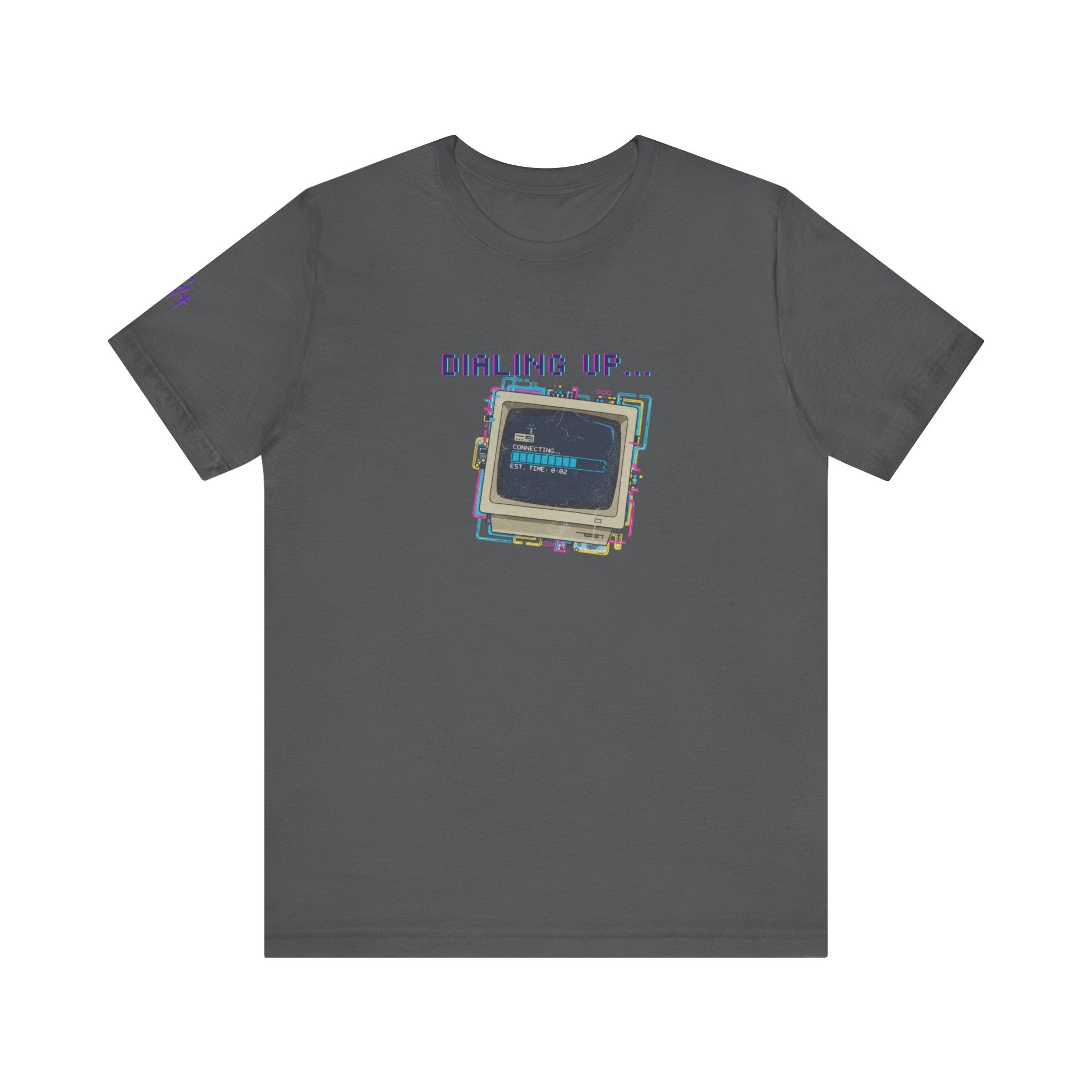 "Dialing Up..." Retro Computer T-Shirt | 90s PC Nostalgia Tee | Glitch Art Aesthetic Shirt | Branded s1+ Sleeve Logo