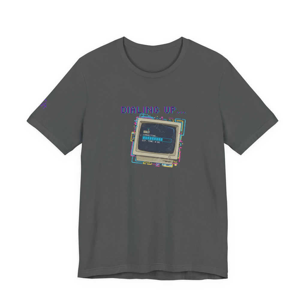 "Dialing Up..." Retro Computer T-Shirt | 90s PC Nostalgia Tee | Glitch Art Aesthetic Shirt | Branded s1+ Sleeve Logo