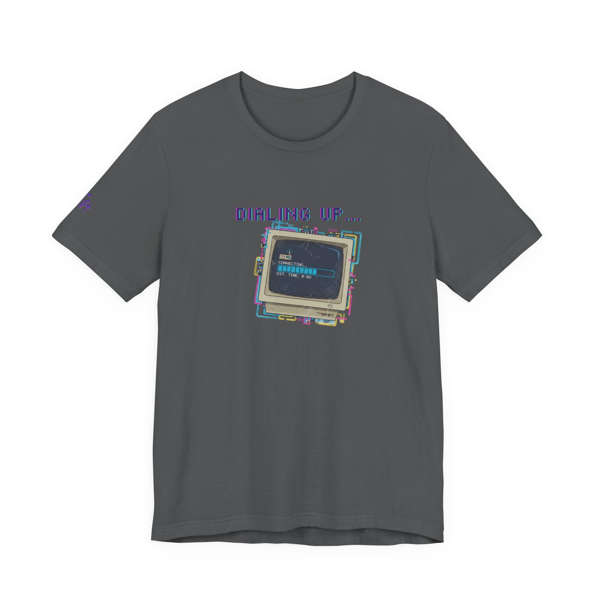 "Dialing Up..." Retro Computer T-Shirt | 90s PC Nostalgia Tee | Glitch Art Aesthetic Shirt | Branded s1+ Sleeve Logo