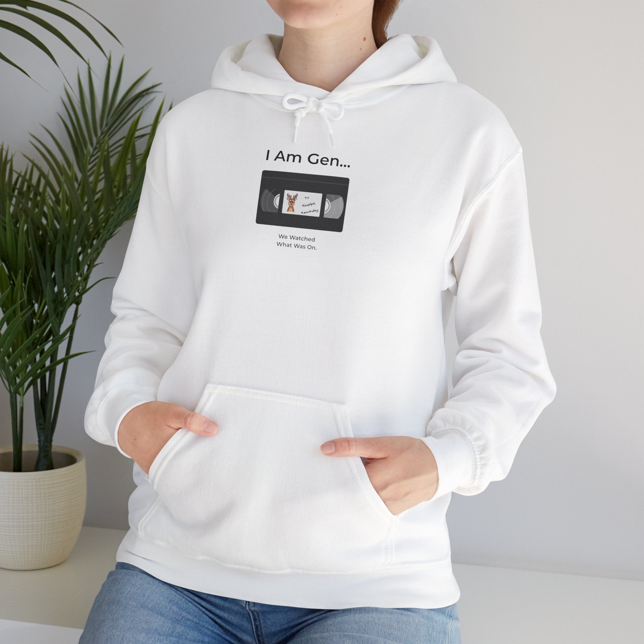 "I Am Gen..." Christmas Hoodie | Gen X VHS Rudolph Recording Sweatshirt | Nostalgia Holiday Pullover