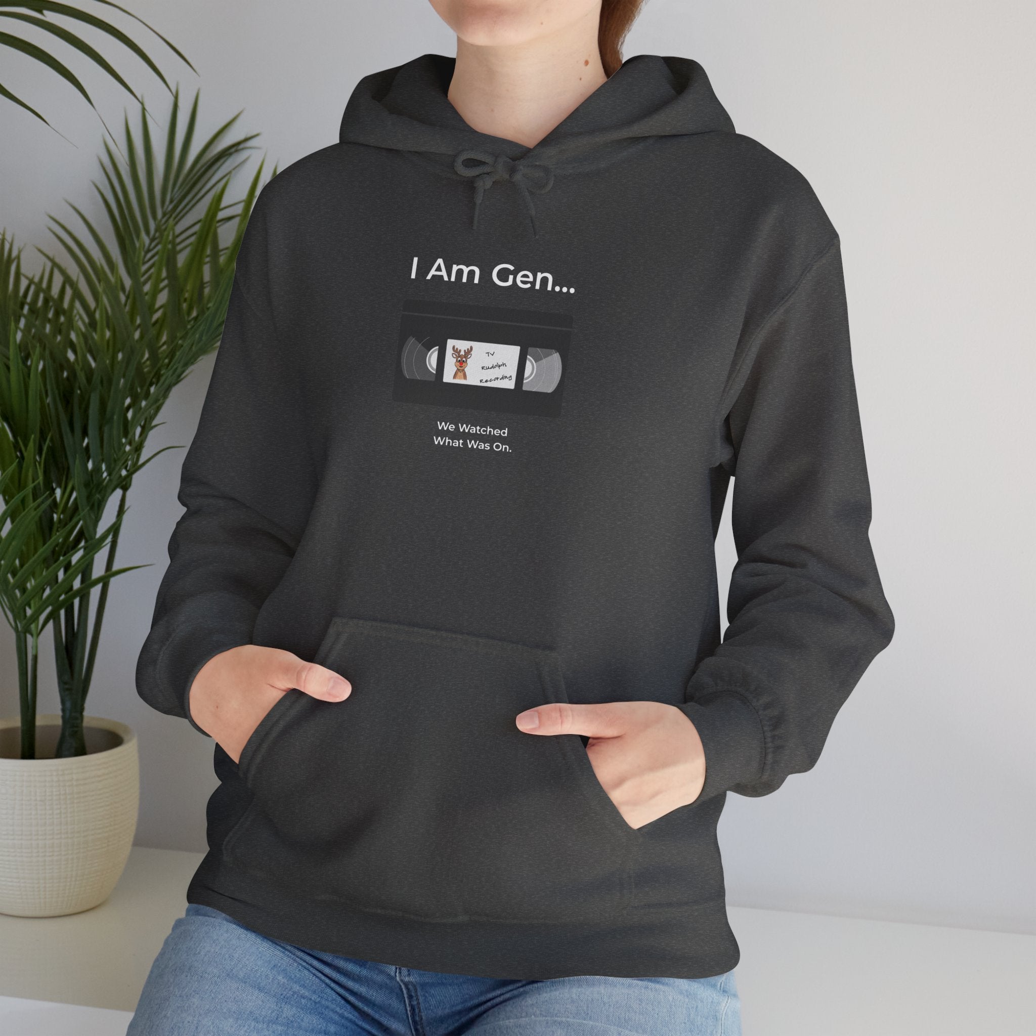 "I Am Gen..." Christmas Hoodie | Gen X VHS Rudolph Recording Sweatshirt | Nostalgia Holiday Pullover