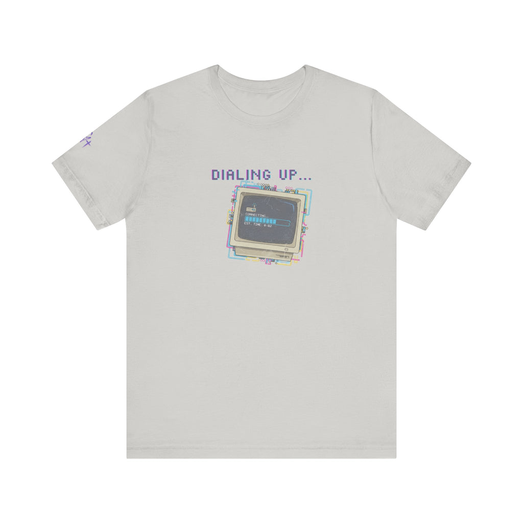 "Dialing Up..." Retro Computer T-Shirt | 90s PC Nostalgia Tee | Glitch Art Aesthetic Shirt | Branded s1+ Sleeve Logo