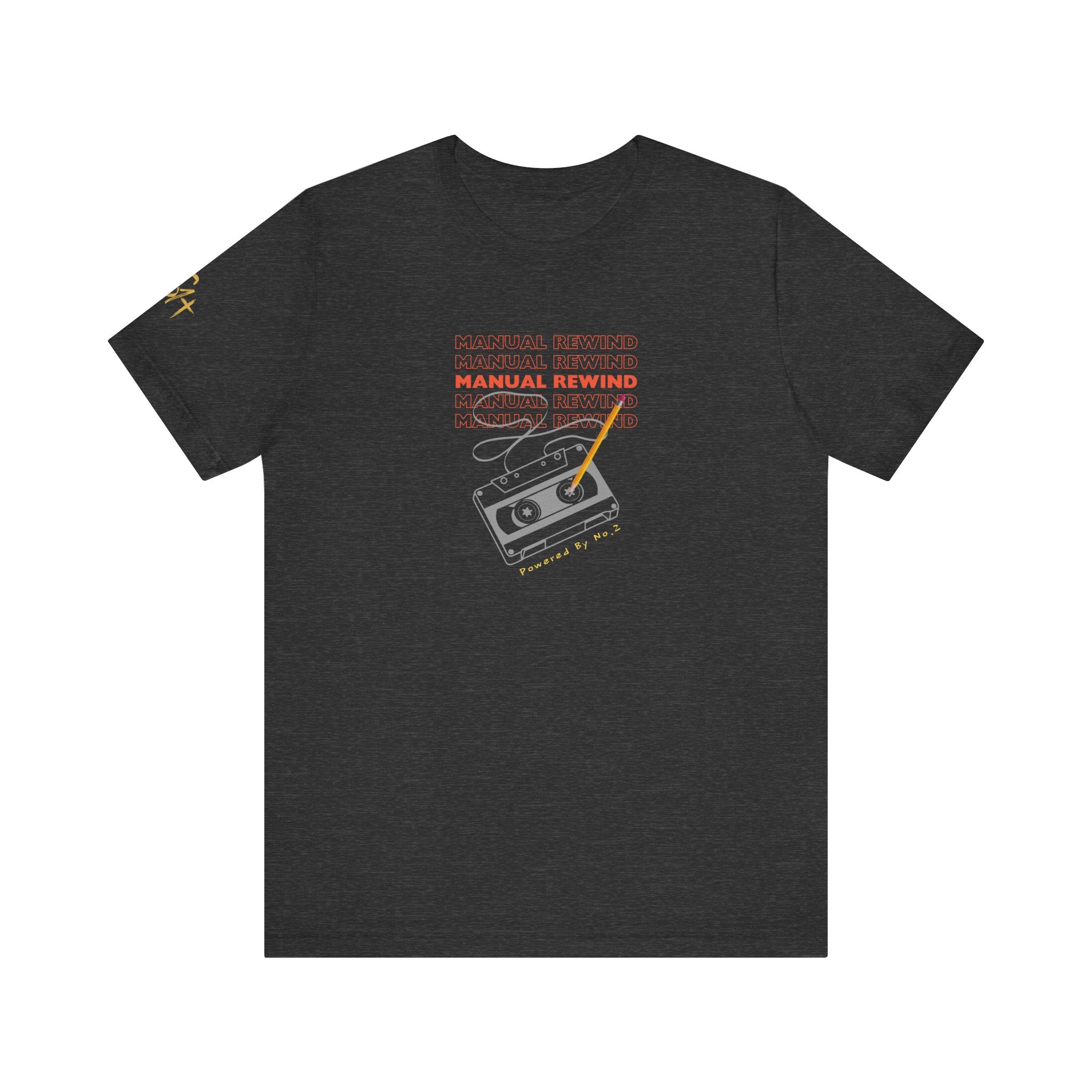 Manual Rewind T-Shirt | Cassette Tape & Pencil Nostalgia Tee | Powered By No. 2 | Bella Canvas 3001 | Season1+