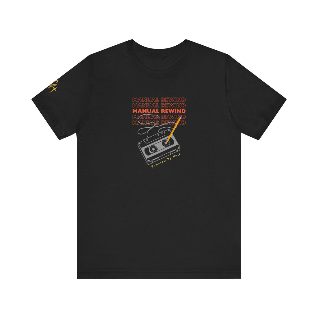 Manual Rewind T-Shirt | Cassette Tape & Pencil Nostalgia Tee | Powered By No. 2 | Bella Canvas 3001 | Season1+