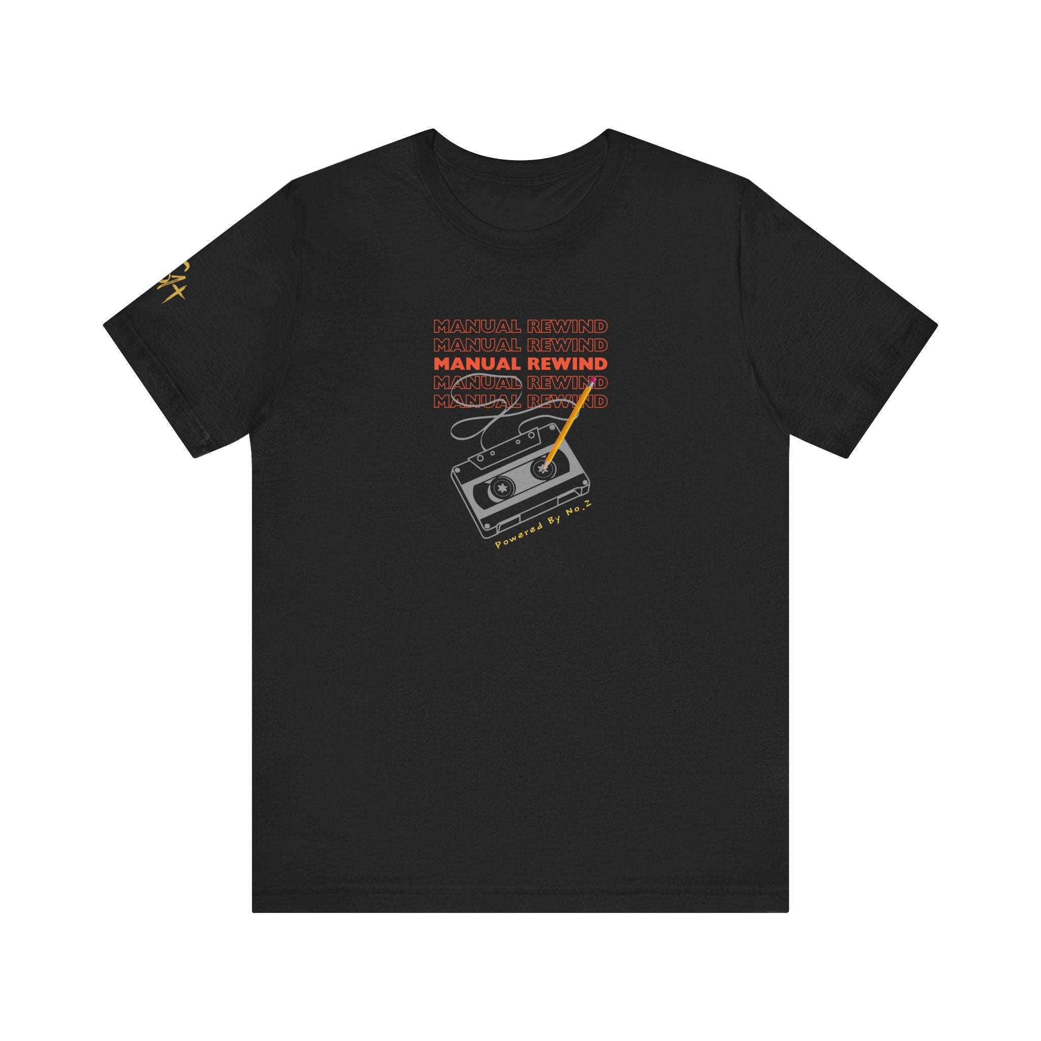 Manual Rewind T-Shirt | Cassette Tape & Pencil Nostalgia Tee | Powered By No. 2 | Bella Canvas 3001 | Season1+