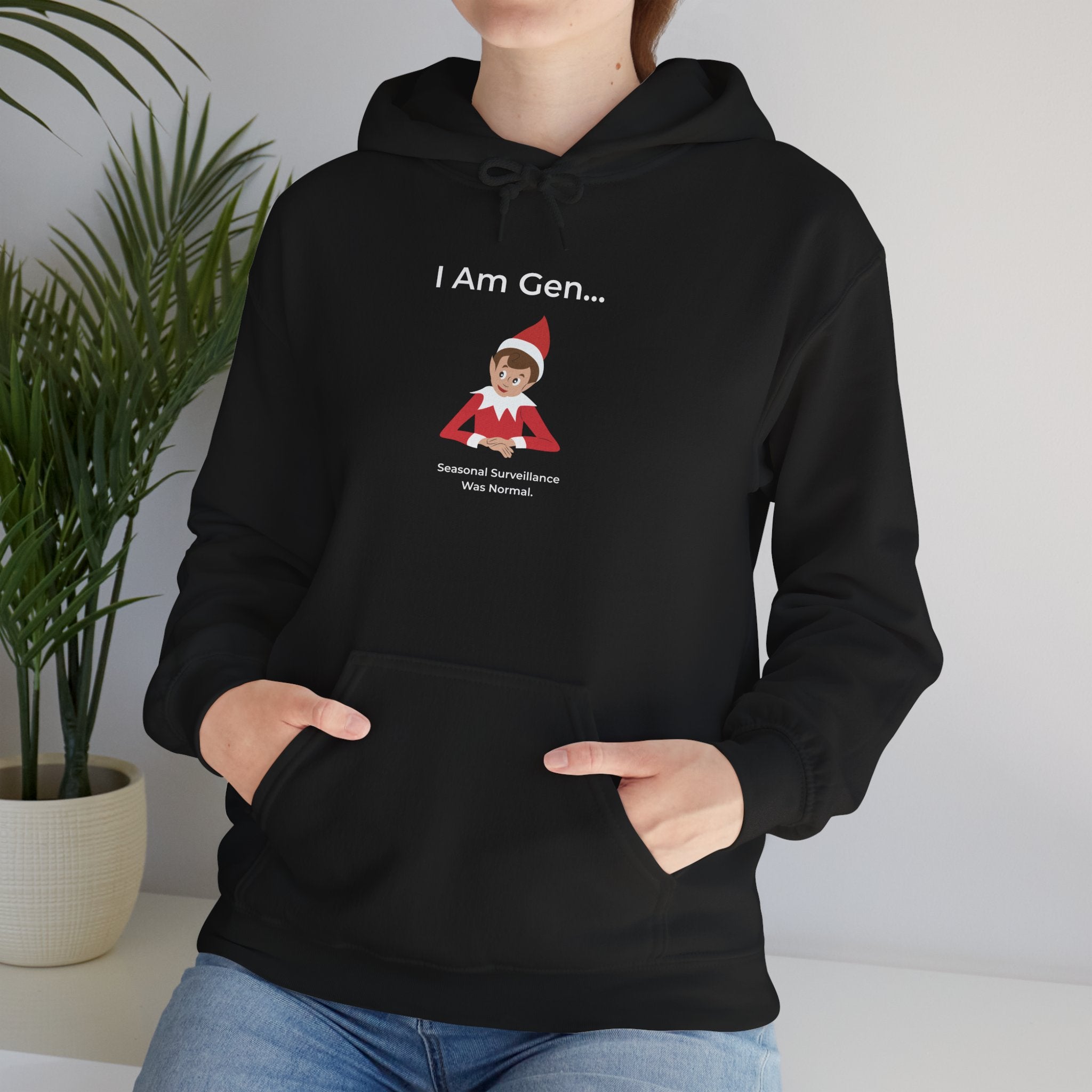 "I Am Gen..." Christmas Hoodie | Gen Z Elf Surveillance Sweatshirt | Holiday Humor Pullover Gift