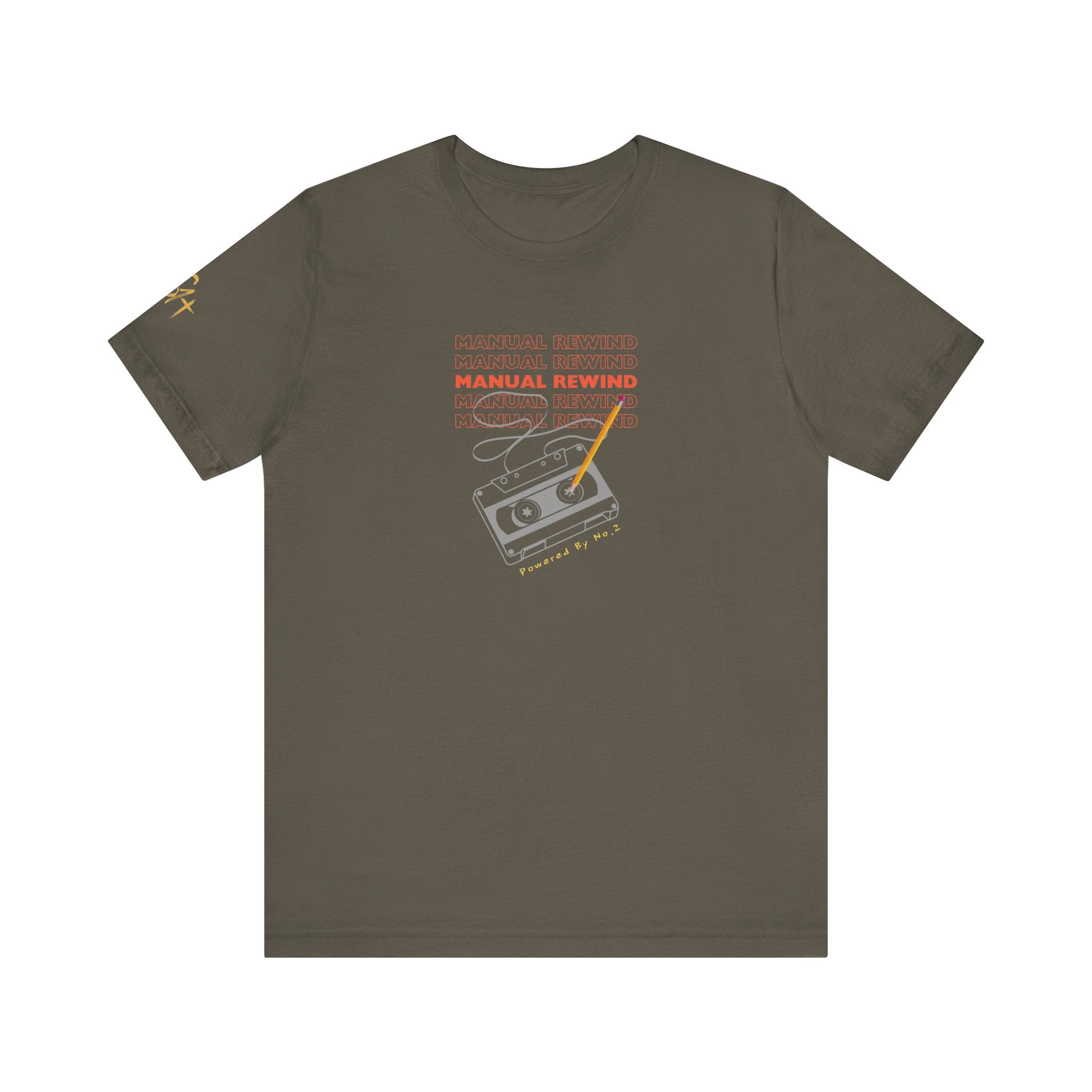 Manual Rewind T-Shirt | Cassette Tape & Pencil Nostalgia Tee | Powered By No. 2 | Bella Canvas 3001 | Season1+