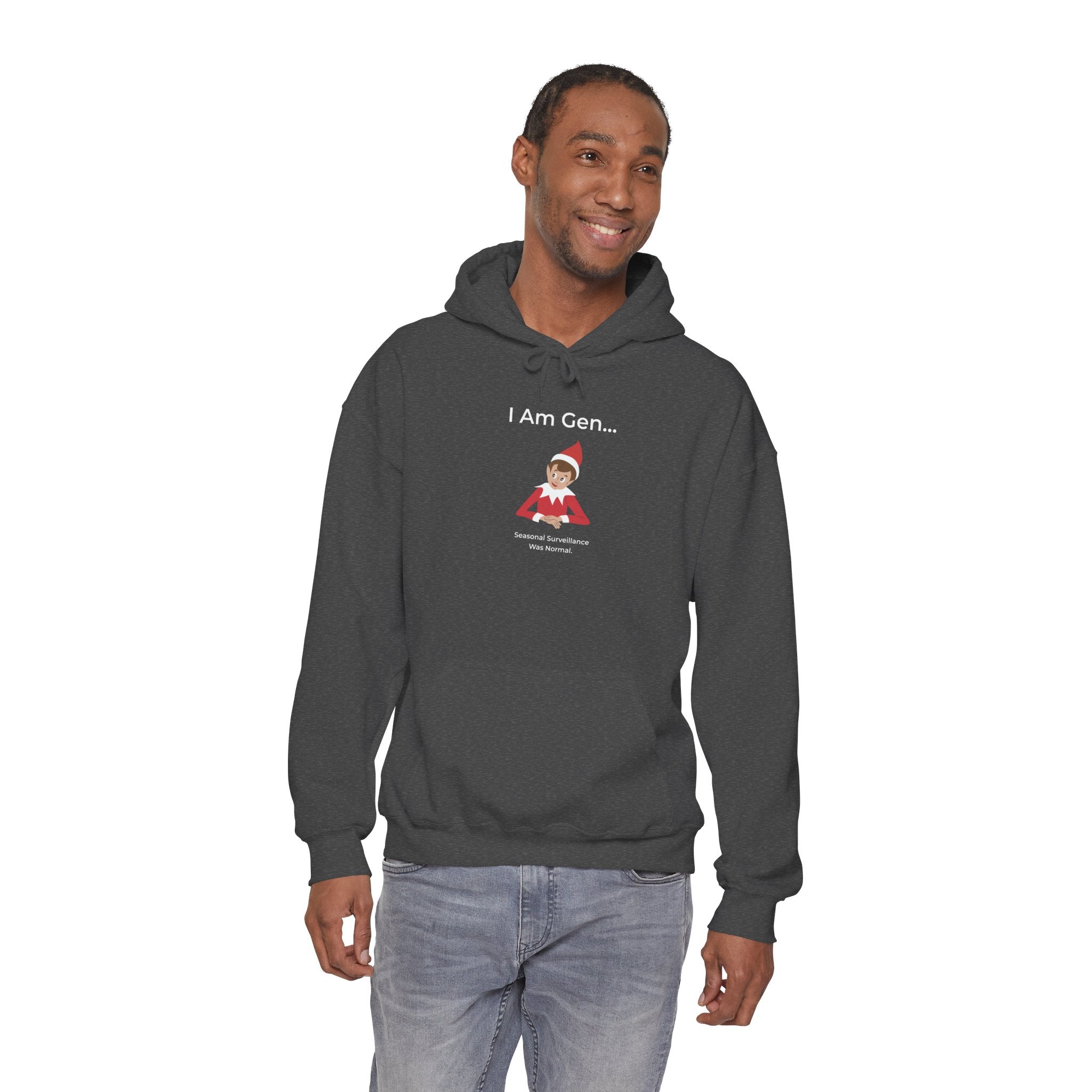 "I Am Gen..." Christmas Hoodie | Gen Z Elf Surveillance Sweatshirt | Holiday Humor Pullover Gift