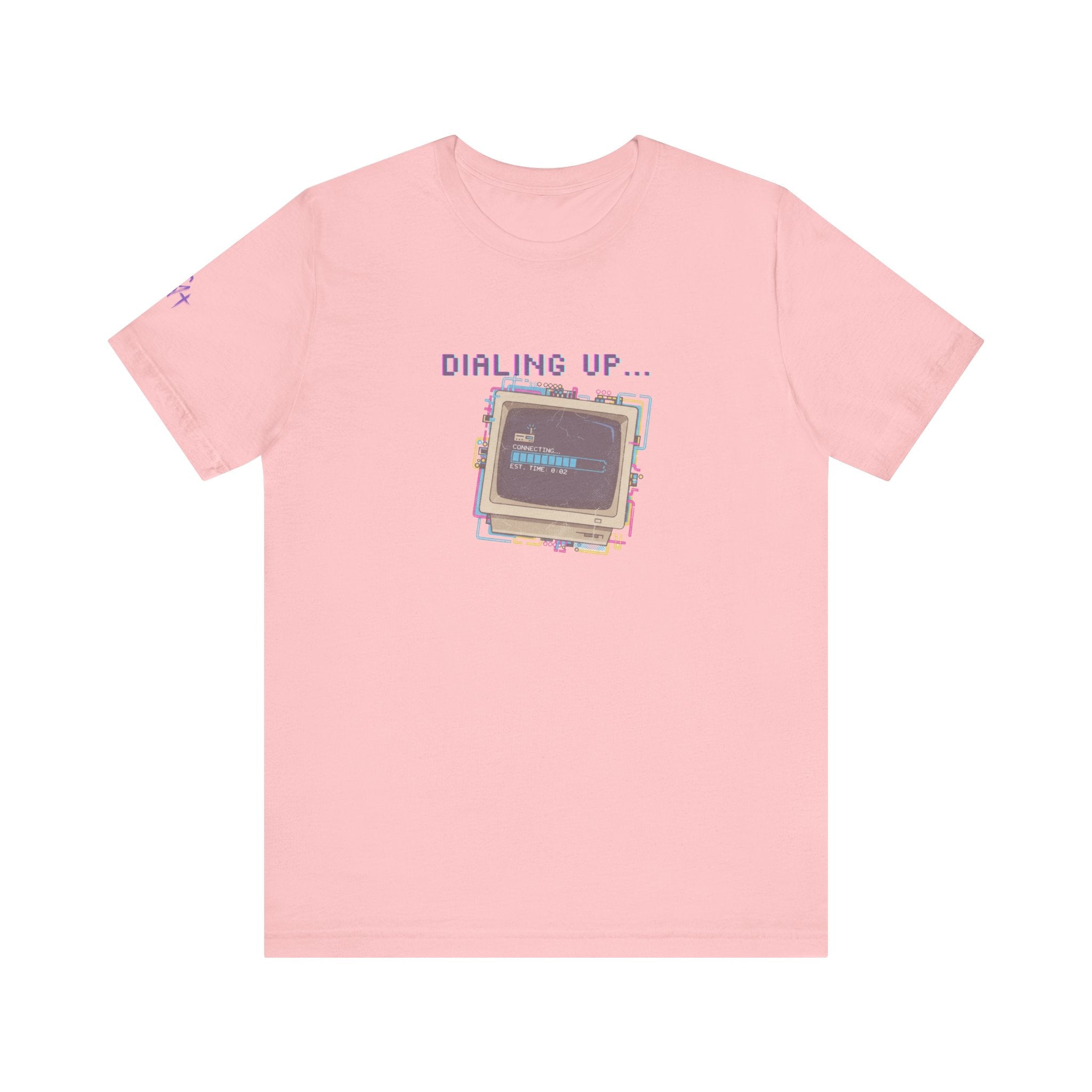 "Dialing Up..." Retro Computer T-Shirt | 90s PC Nostalgia Tee | Glitch Art Aesthetic Shirt | Branded s1+ Sleeve Logo