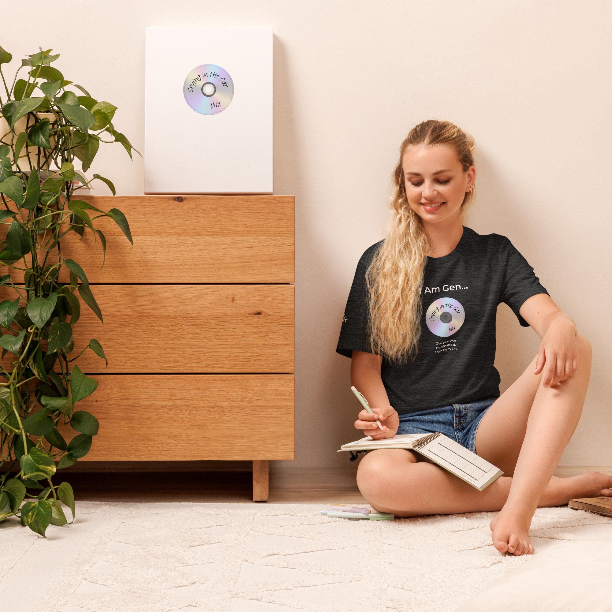 I Am Gen… Crying in the Car Mix T-Shirt | Handcrafted Love CD Nostalgia Tee | Bella Canvas 3001 | Season1+